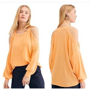 Free People We The Free Orange Cold Shoulder Top.